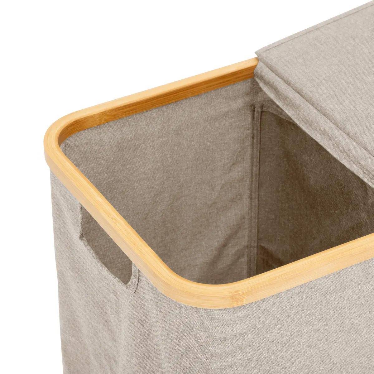 Panier à Linge Double "Tidy" 80L Beige - Image 3
