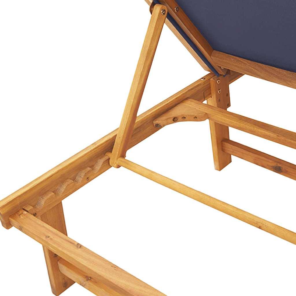 Chaise longue | Transat | Bain de soleil et table bleu bois d'acacia solide et textilène - Image 8