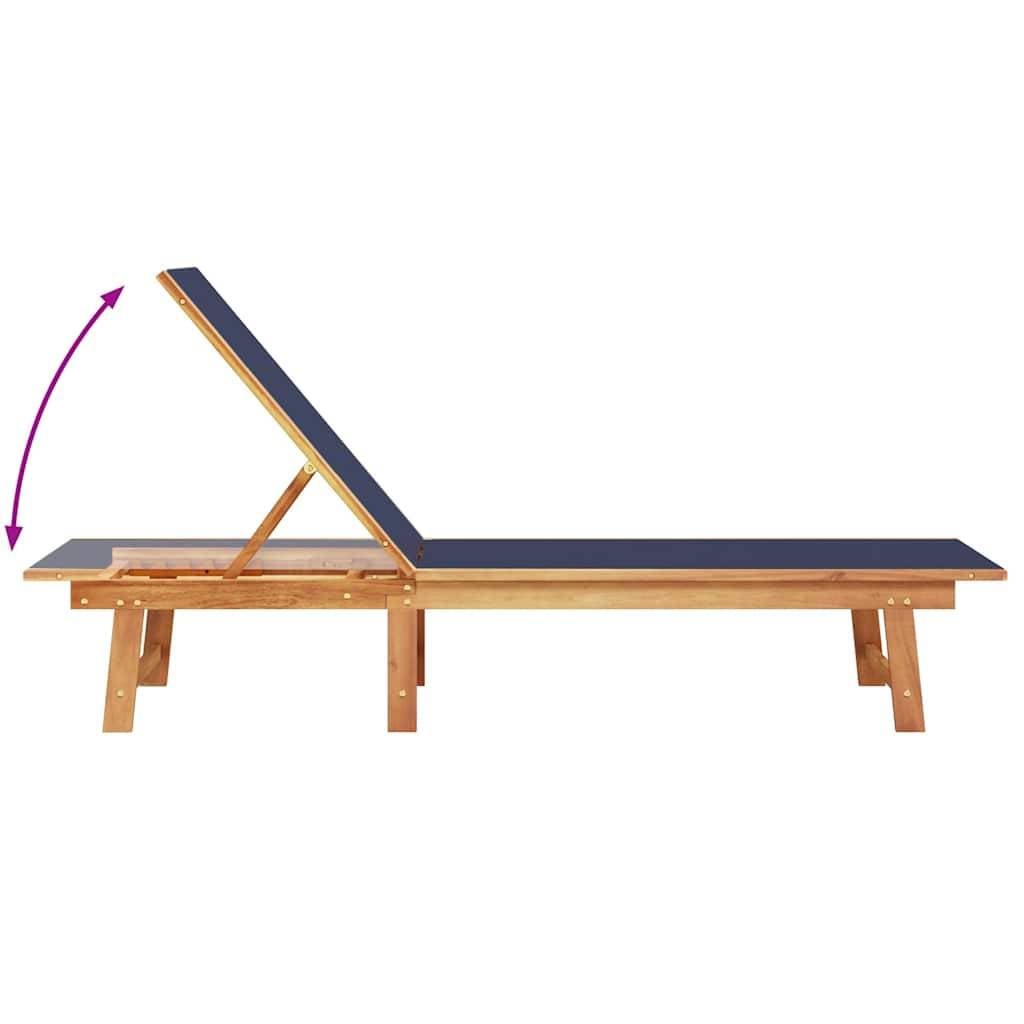 Chaise longue | Transat | Bain de soleil et table bleu bois d'acacia solide et textilène - Image 6