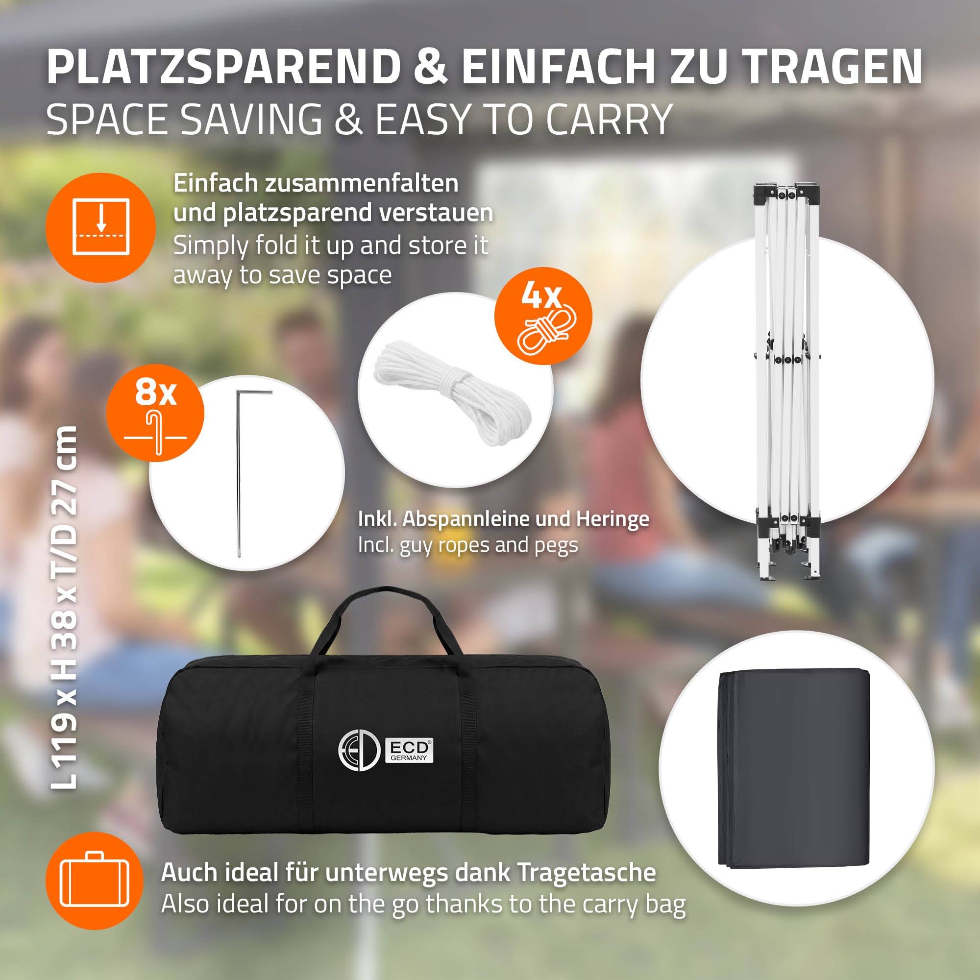 Ecd-Germany - Tonnelle pliante 3x6 m imperméable et réglable, barnum pop up avec 6 parois anti UV sac de transport, tente de réception gazebo de jardin anthracite - Image 6