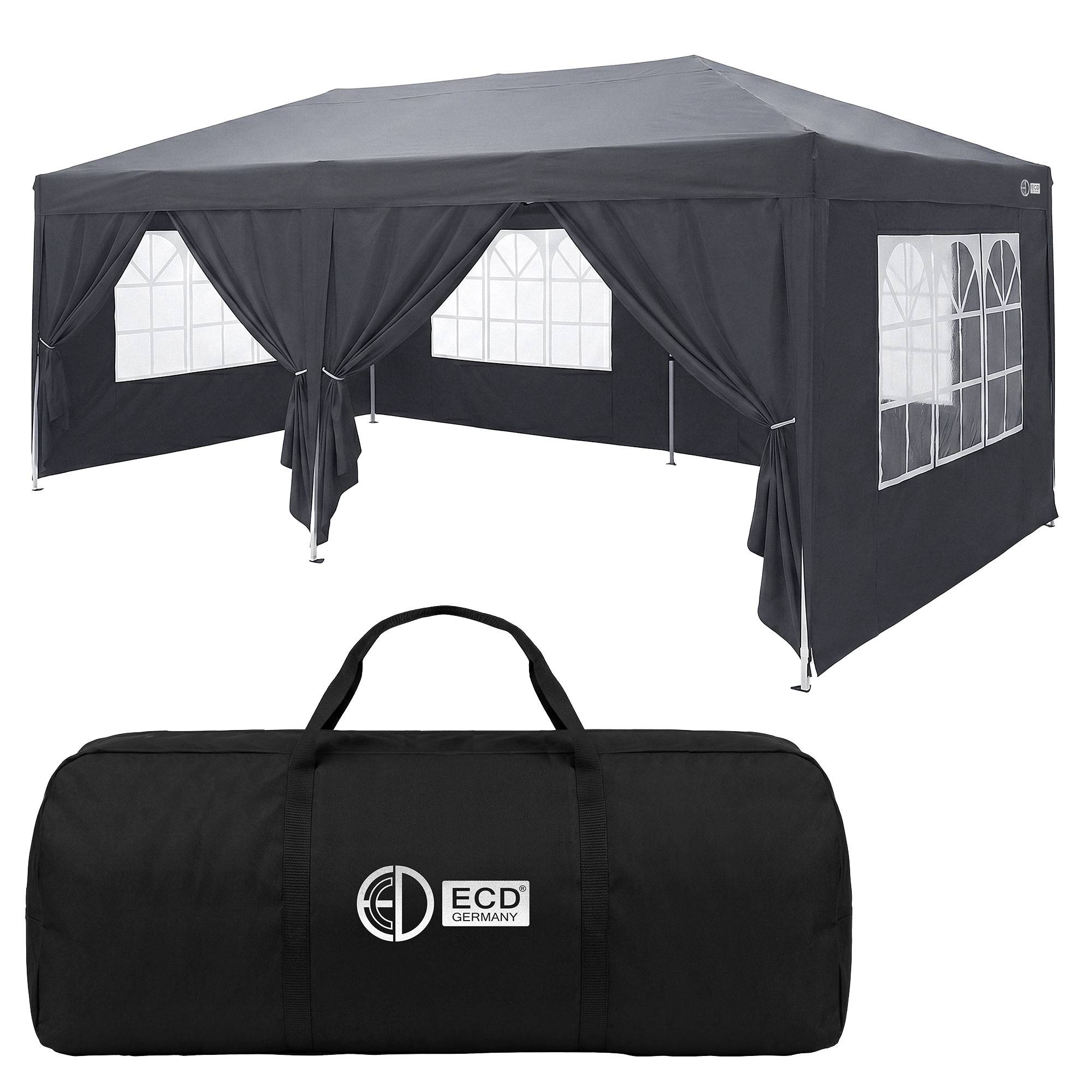 Ecd-Germany - Tonnelle pliante 3x6 m imperméable et réglable, barnum pop up avec 6 parois anti UV sac de transport, tente de réception gazebo de jardin anthracite