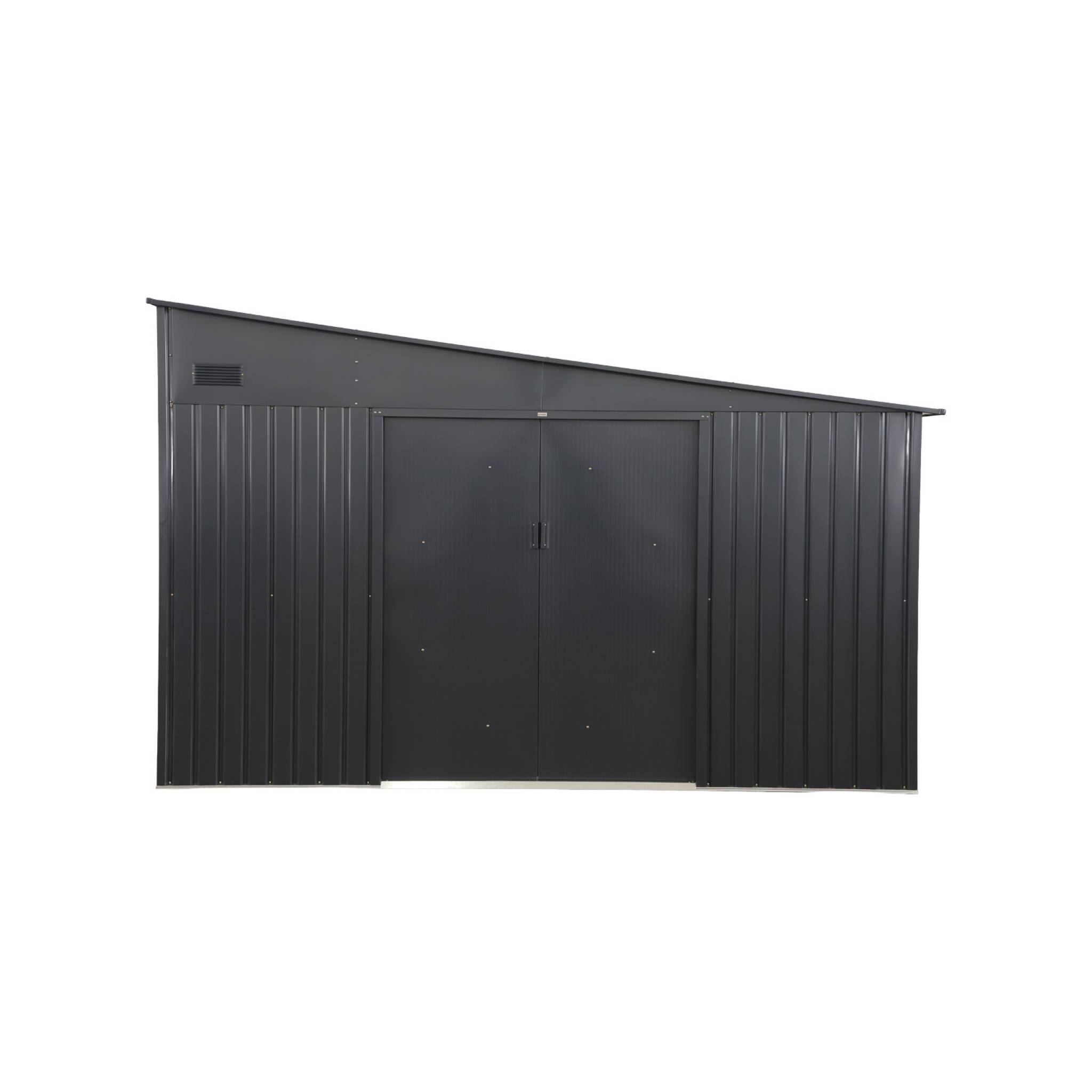 sweeek - Abri de jardin adossable acier galvanisé 11.01 m² avec kit d'ancrage anthracite - Santerre | sweeek - Image 3