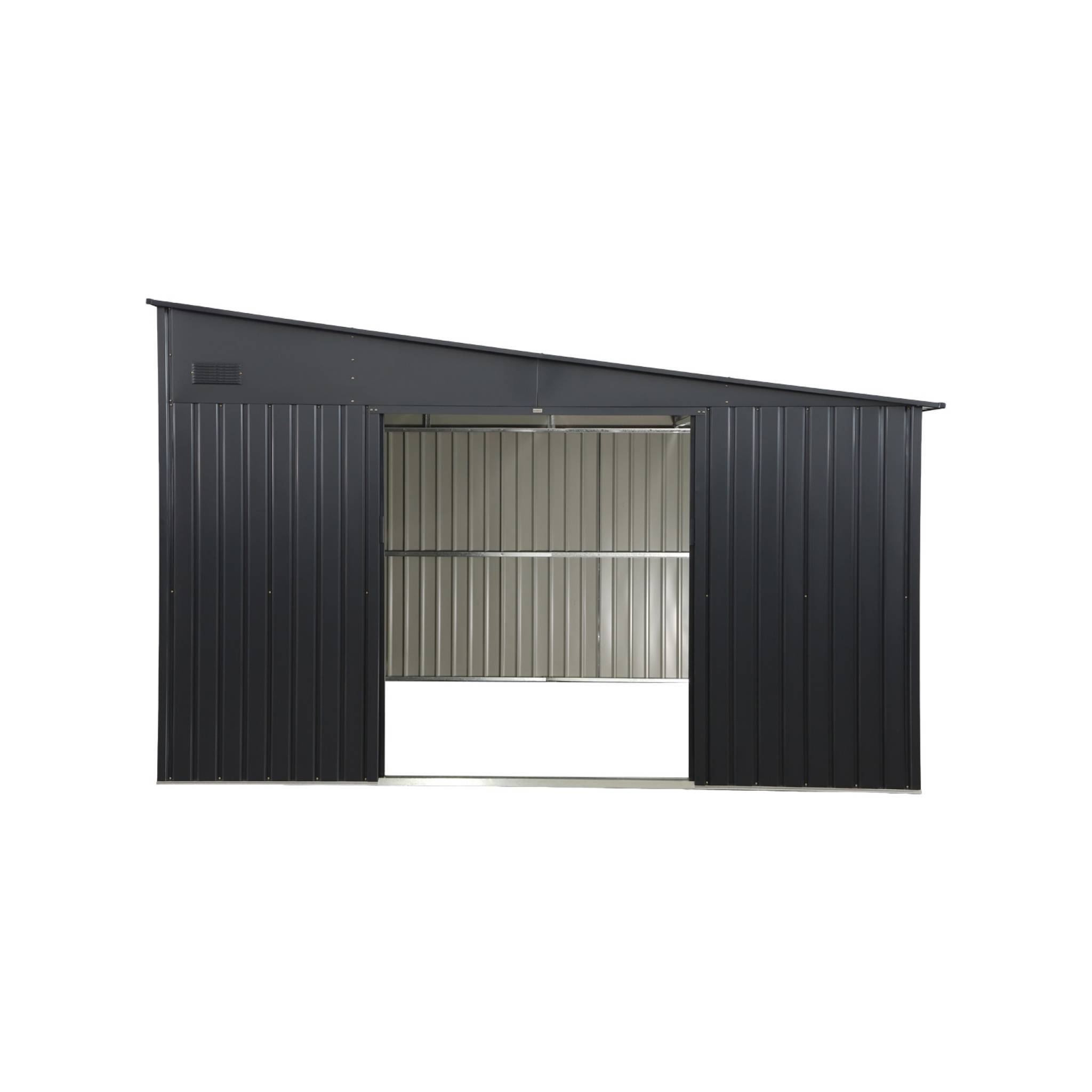 sweeek - Abri de jardin adossable acier galvanisé 11.01 m² avec kit d'ancrage anthracite - Santerre | sweeek - Image 5