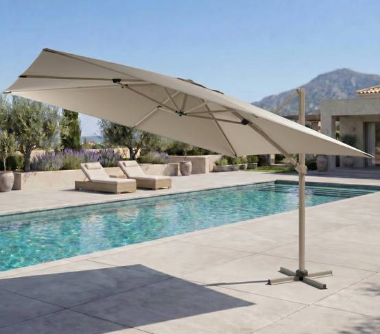 Parasol déporté 3.5x2.6m beige et lin DIAMANT - Image 1