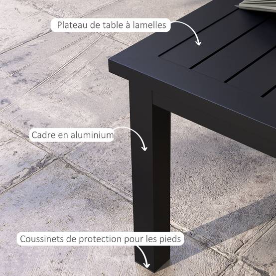 PANGIVO - Table basse de jardin aluminium noir 100 x 60 x 37 cm - PANGIVO - Image 6