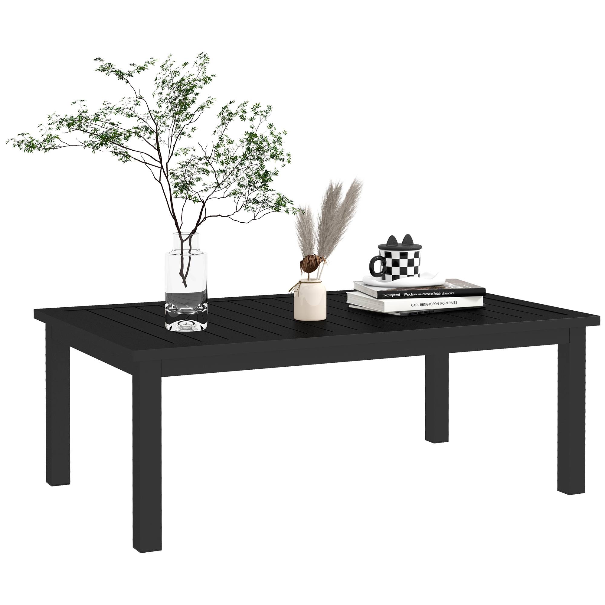 PANGIVO - Table basse de jardin aluminium noir 100 x 60 x 37 cm - PANGIVO - Image 1