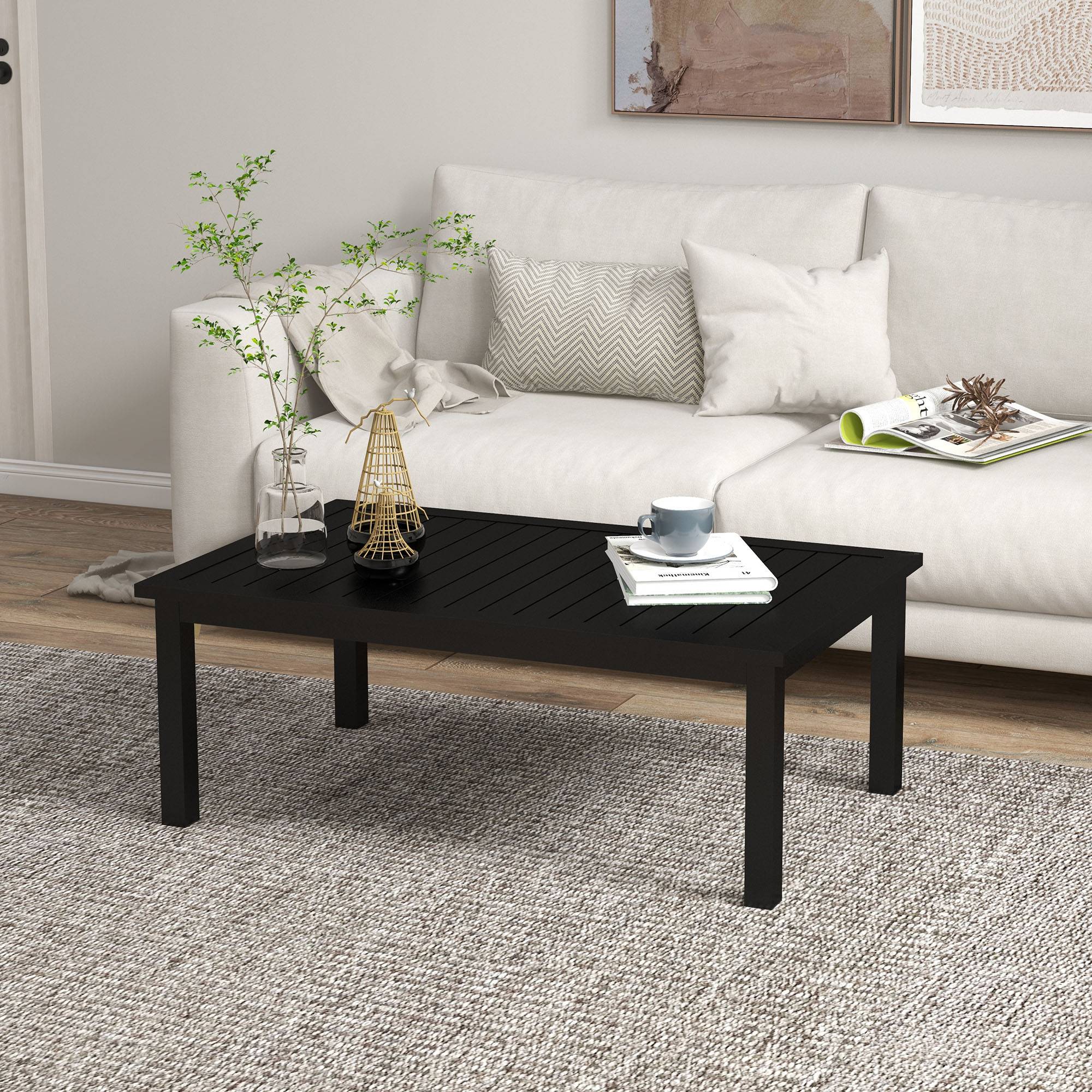 PANGIVO - Table basse de jardin aluminium noir 100 x 60 x 37 cm - PANGIVO - Image 4