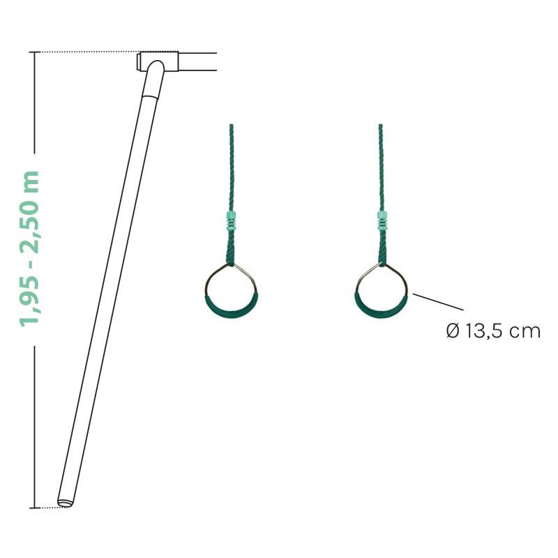 Soulet - Anneaux de gymnastique agrès balançoire pour portique bois 1,95 à 2,50 m - Image 6