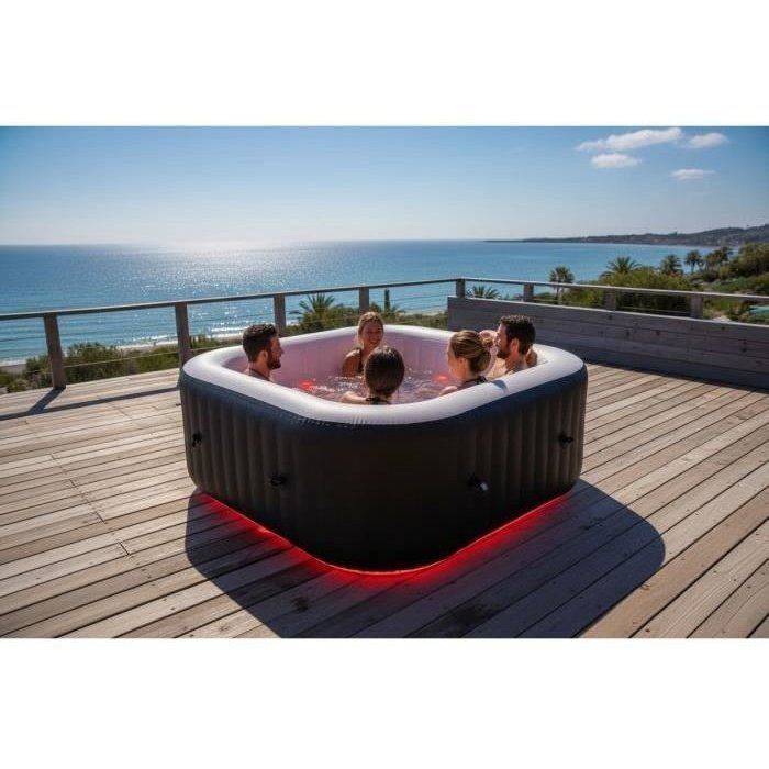 SUNSPA - Spa gonflable carré 6 places avec LED, 185 x 185 x 65 cm, 130 micro-jets, filtre à cartouche - SUNSPA - Image 6