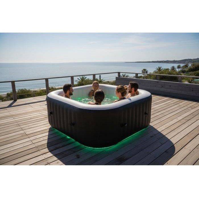 SUNSPA - Spa gonflable carré 6 places avec LED, 185 x 185 x 65 cm, 130 micro-jets, filtre à cartouche - SUNSPA - Image 5