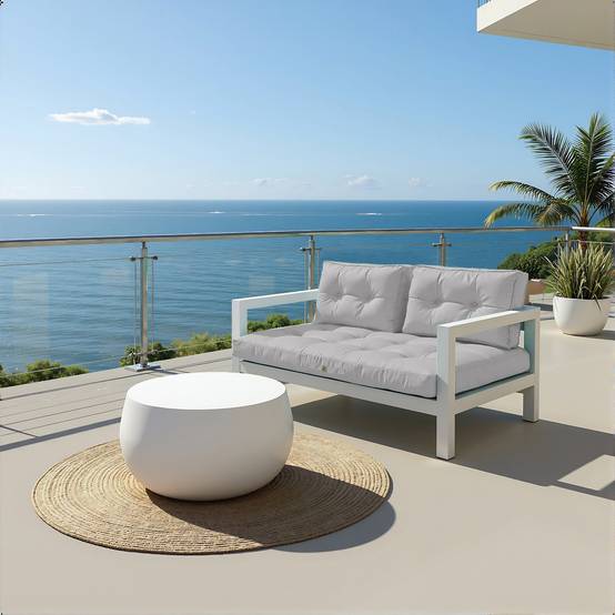 Coussins pour salon de jardin capitonné 120x60cm gris galet - Déco arts - Image 2