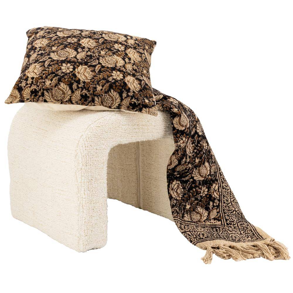 Aubry Gaspard - Coussin à fleurs marron - Image 2