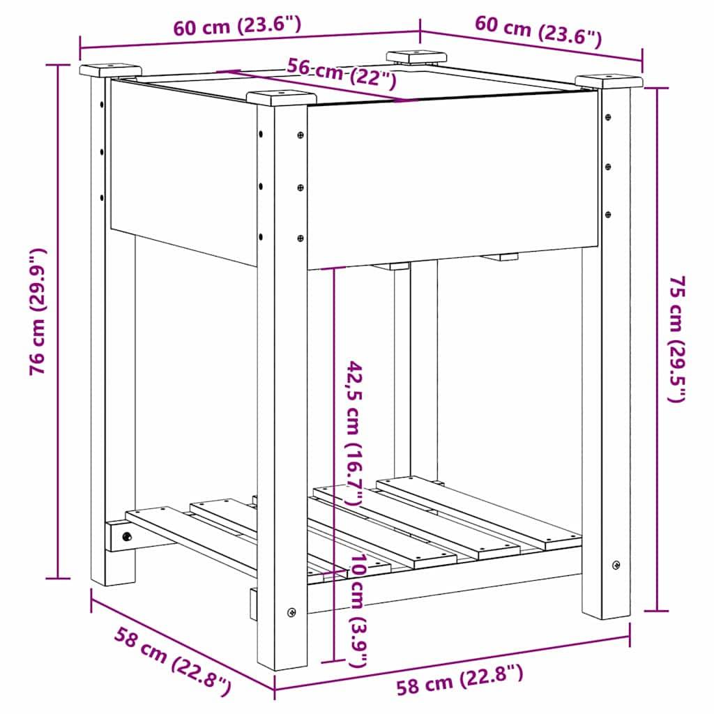 Cache-pot, Pot De Fleurs avec étagère Beige 60.5 x 60 x 76.5 cm g372 - Image 8
