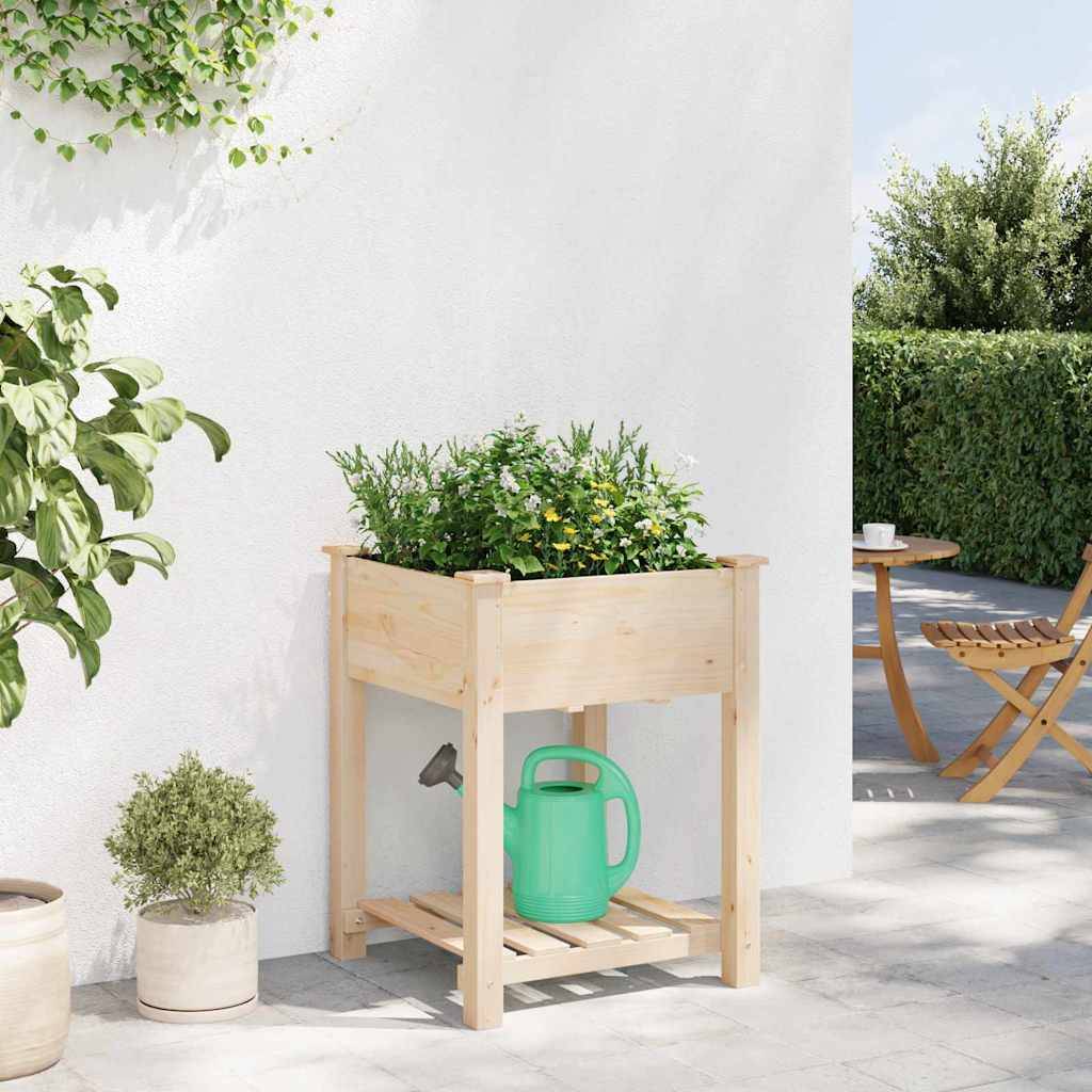 Cache-pot, Pot De Fleurs avec étagère Beige 60.5 x 60 x 76.5 cm g372 - Image 4