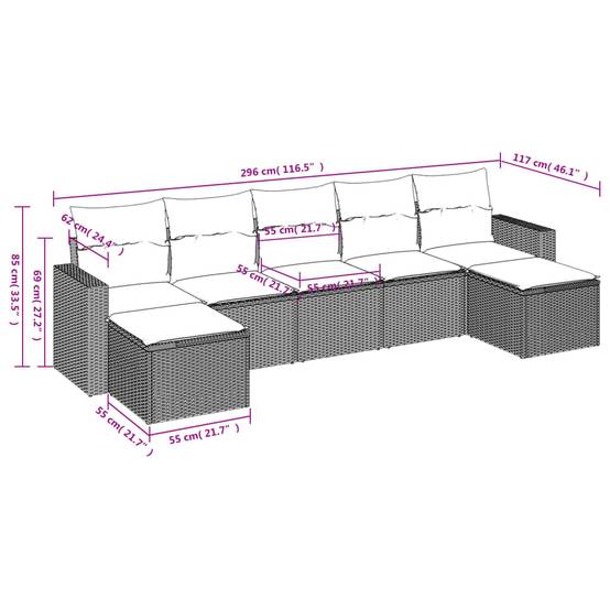 Vidaxl - Salon de jardin avec coussins 7 pcs beige résine tressée vidaXL 3251676 - Image 3
