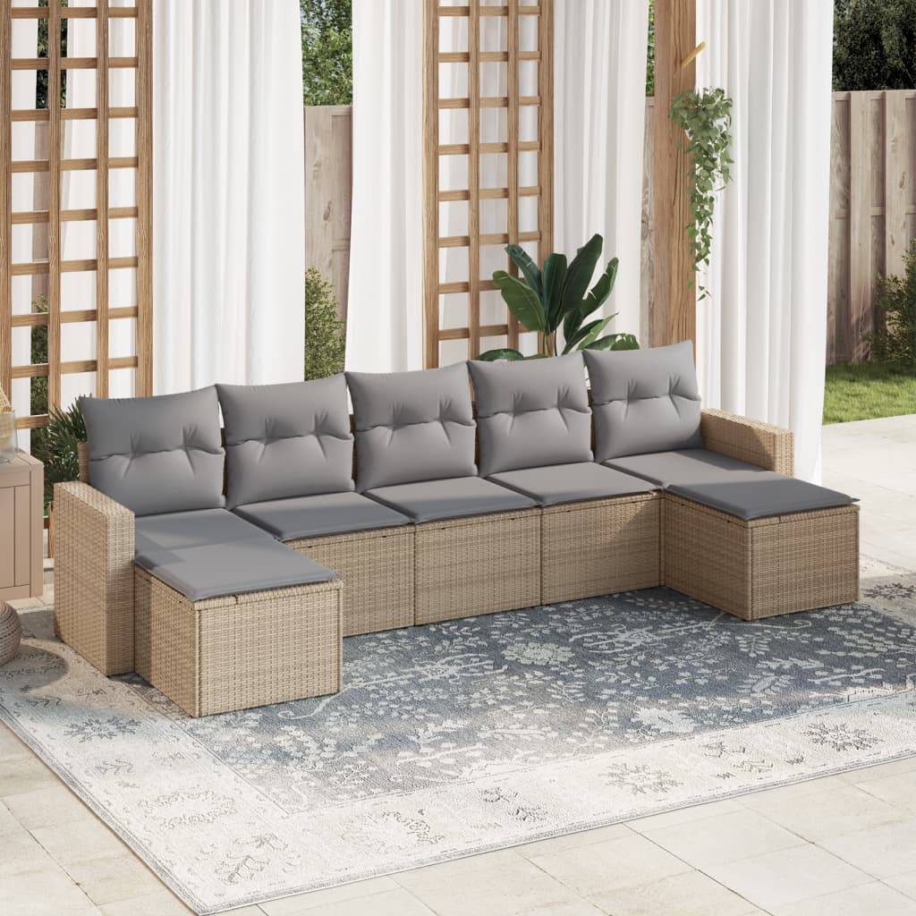 Vidaxl - Salon de jardin avec coussins 7 pcs beige résine tressée vidaXL 3251676 - Image 1