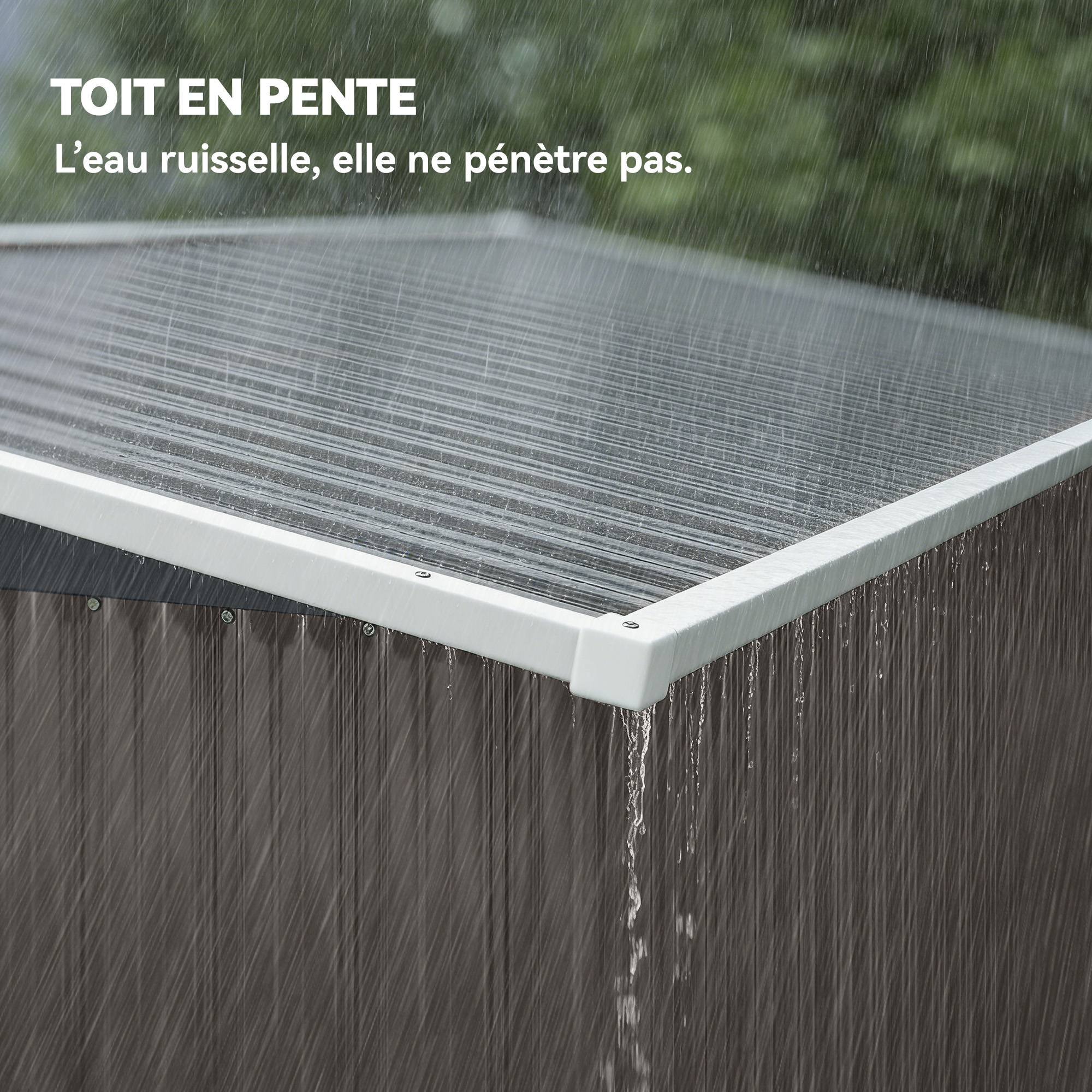 ComfortXL - Abri de jardin métal rangement extérieur 3 portes toit incliné 234x132x185cm gris - ComfortXL Outdoor Living - Image 8