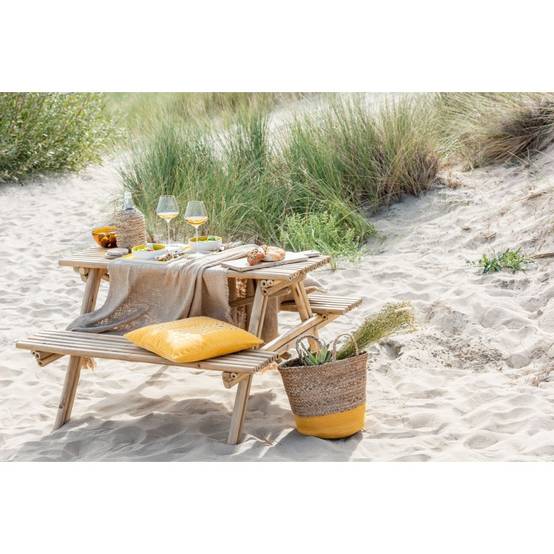 Table avec banc en bois naturel 120x120x77 cm - J-Line - Image 9