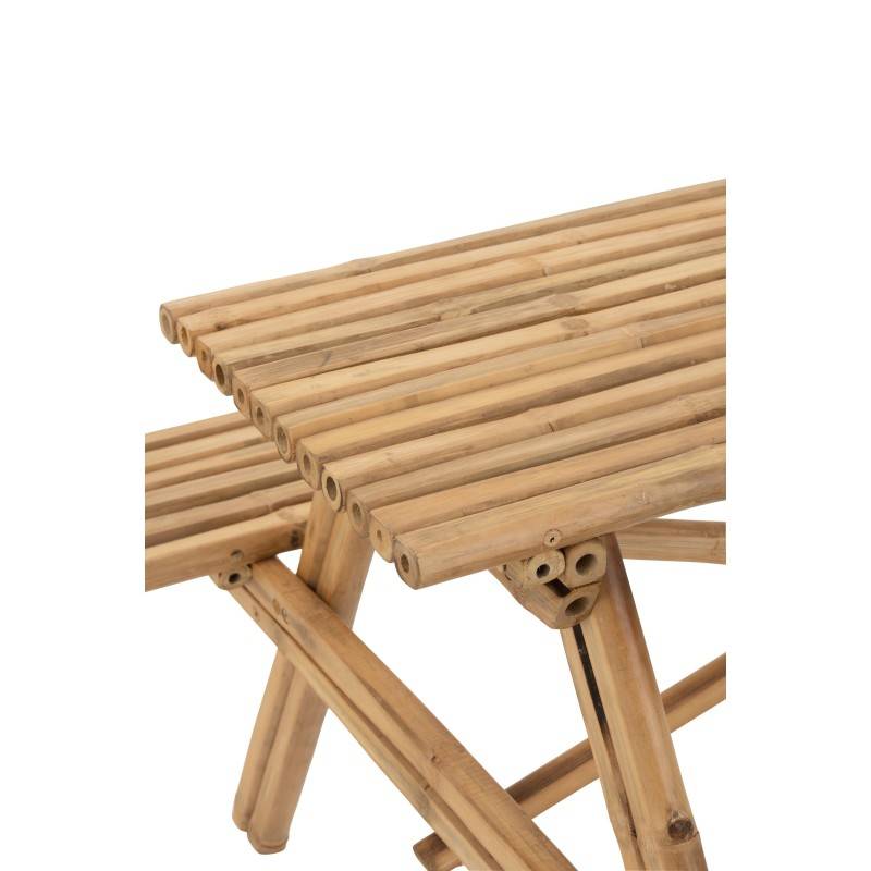 Table avec banc en bois naturel 120x120x77 cm - J-Line - Image 5