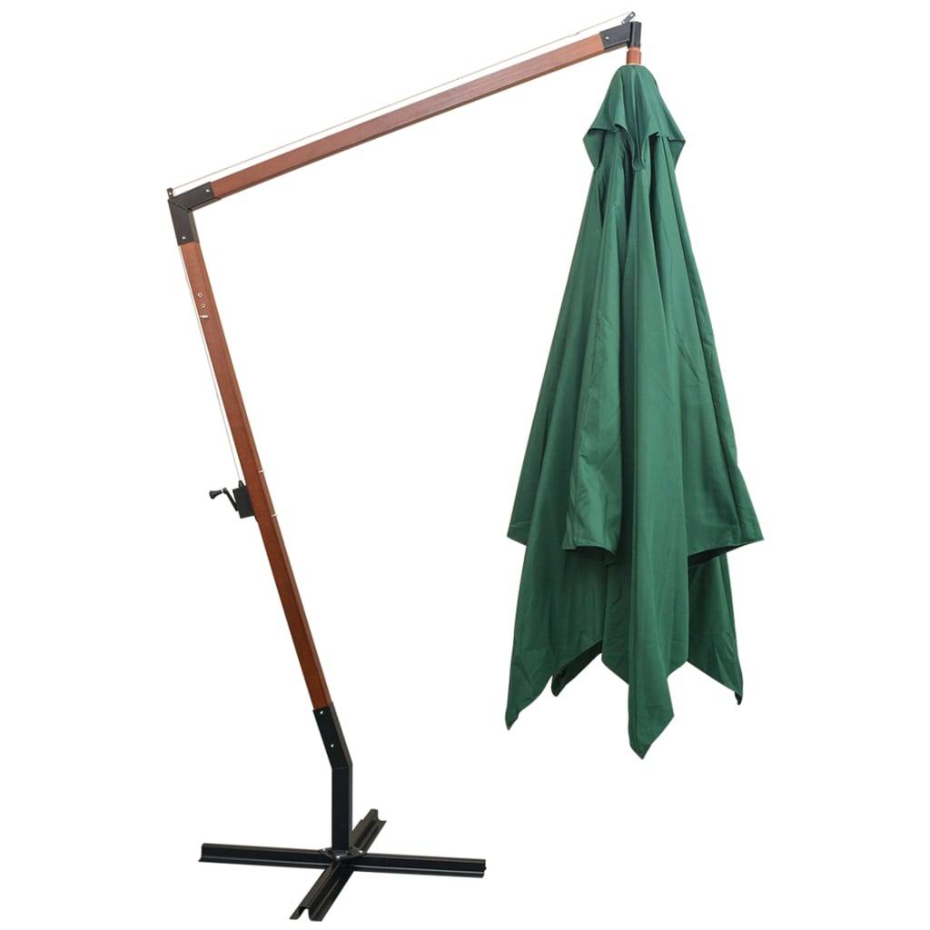 Helloshop26 - Parasol 300 x 300 cm poteau en bois vert - Image 3