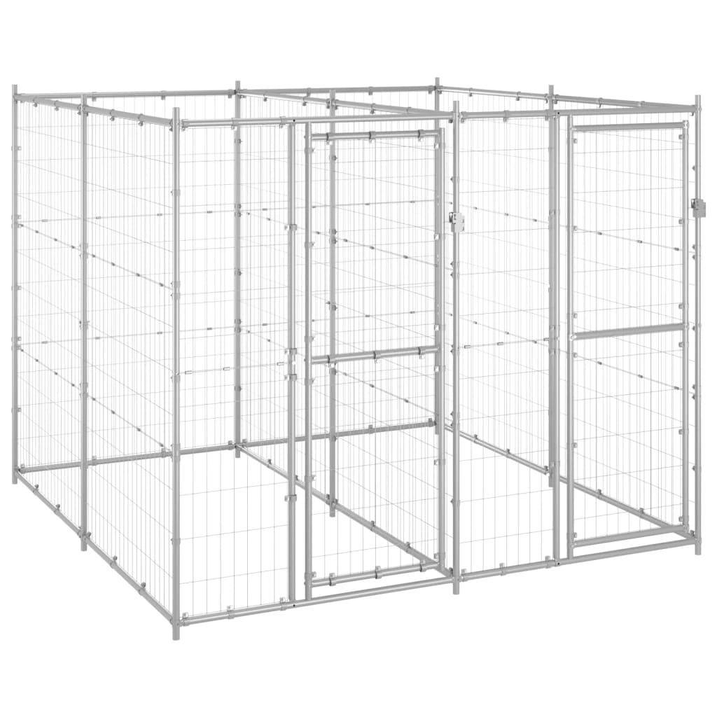 Helloshop26 - Chenil extérieur cage enclos parc animaux chien extérieur acier galvanisé 4,84 m² - Image 1