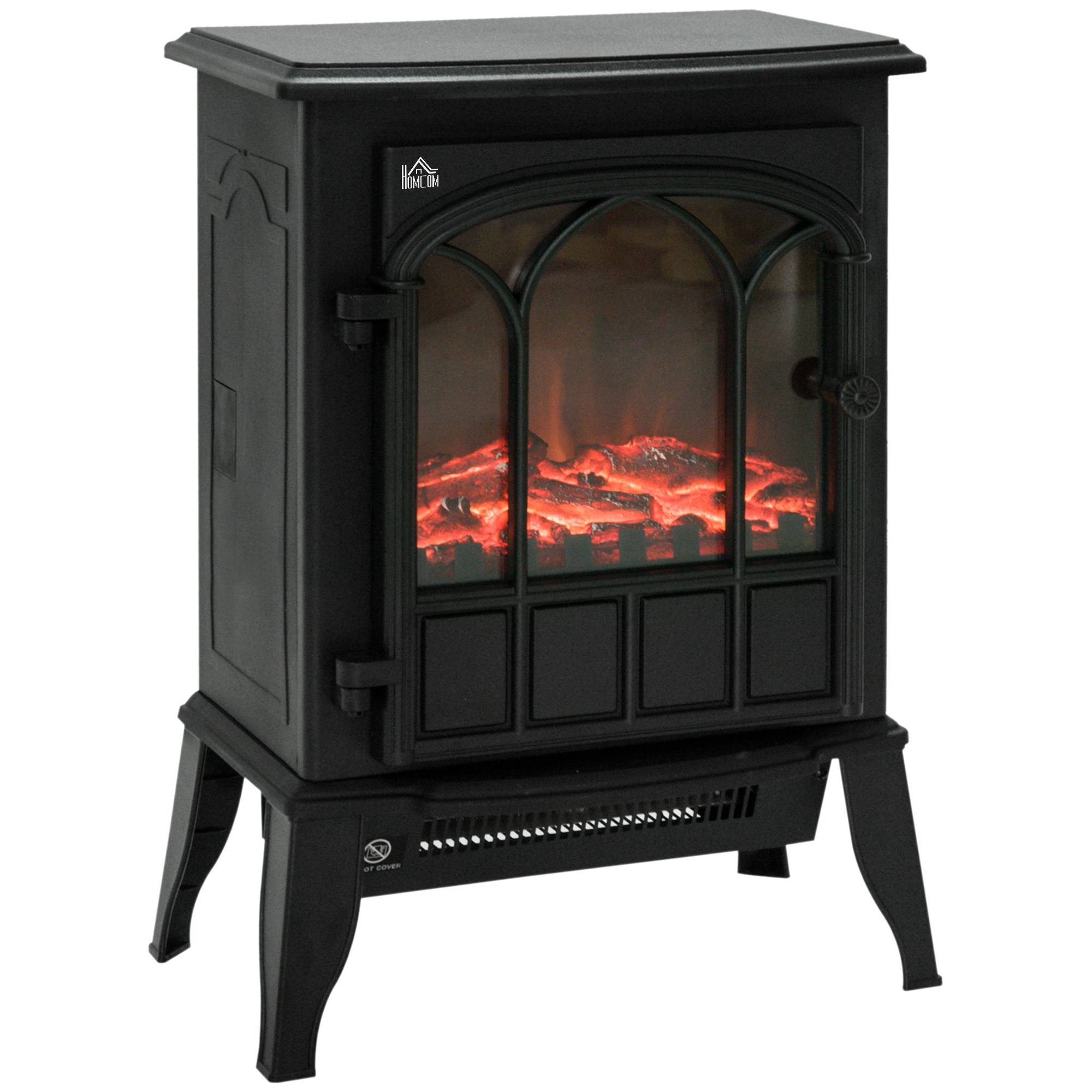 Sans Marque - Cheminée électrique, flammes LED, 1000/2000 W, température et luminosité réglables, métal, 39 x 23 x 56,5 cm - Image 1