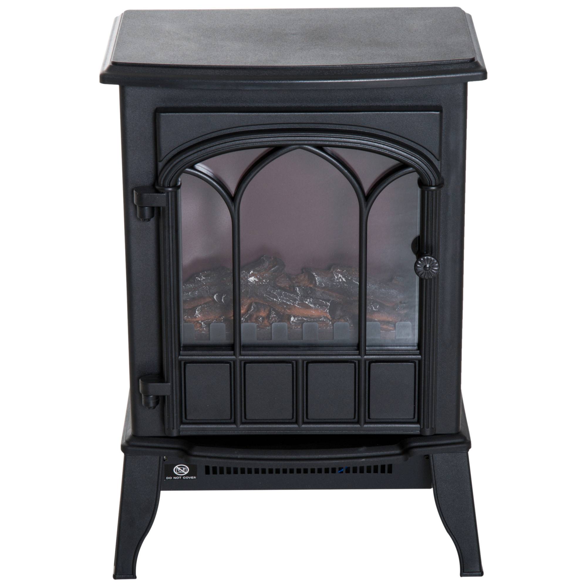 Sans Marque - Cheminée électrique, flammes LED, 1000/2000 W, température et luminosité réglables, métal, 39 x 23 x 56,5 cm - Image 2