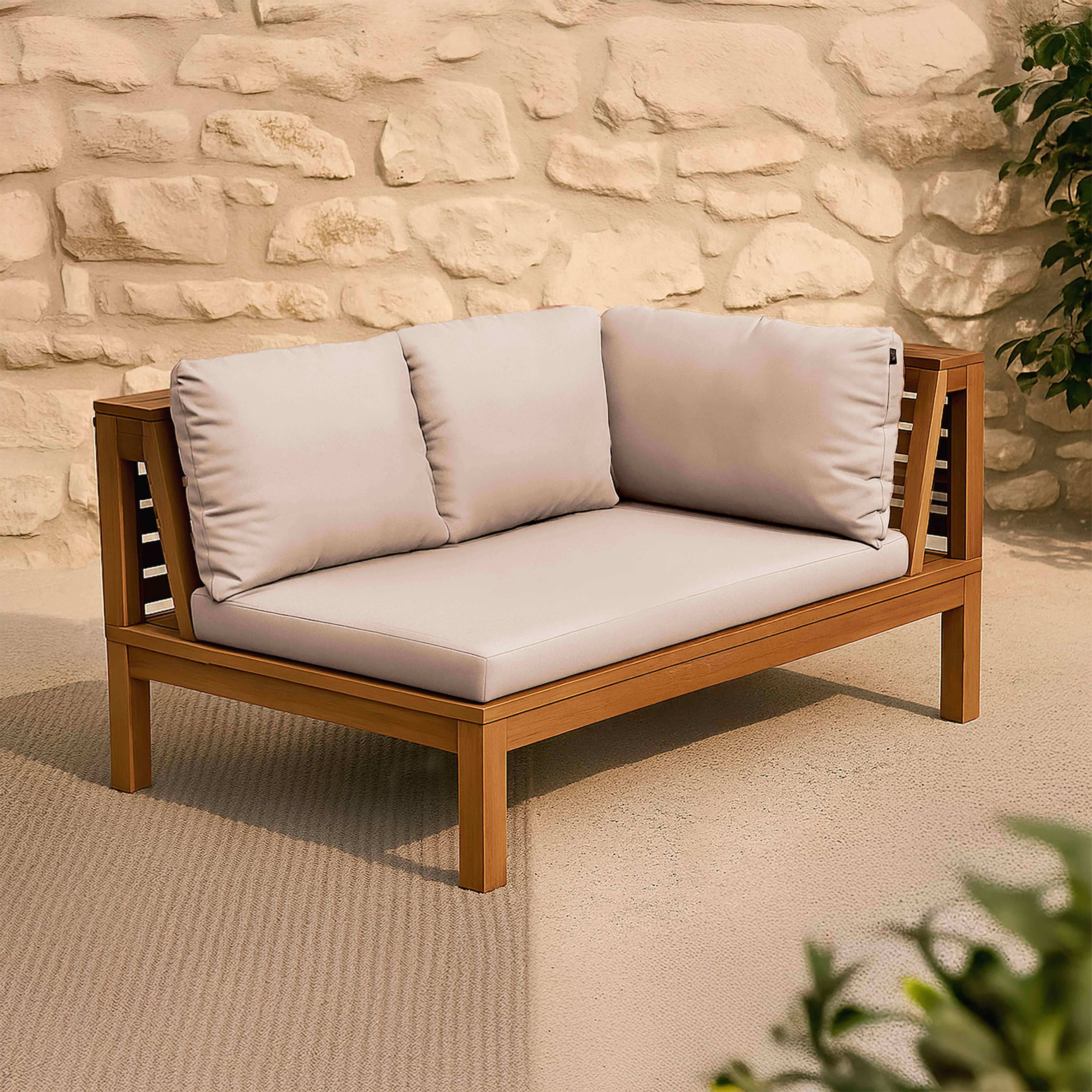 Oviala - Canapé droit de jardin bas en bois d'eucalyptus écru Maupiti - Oviala - Image 2