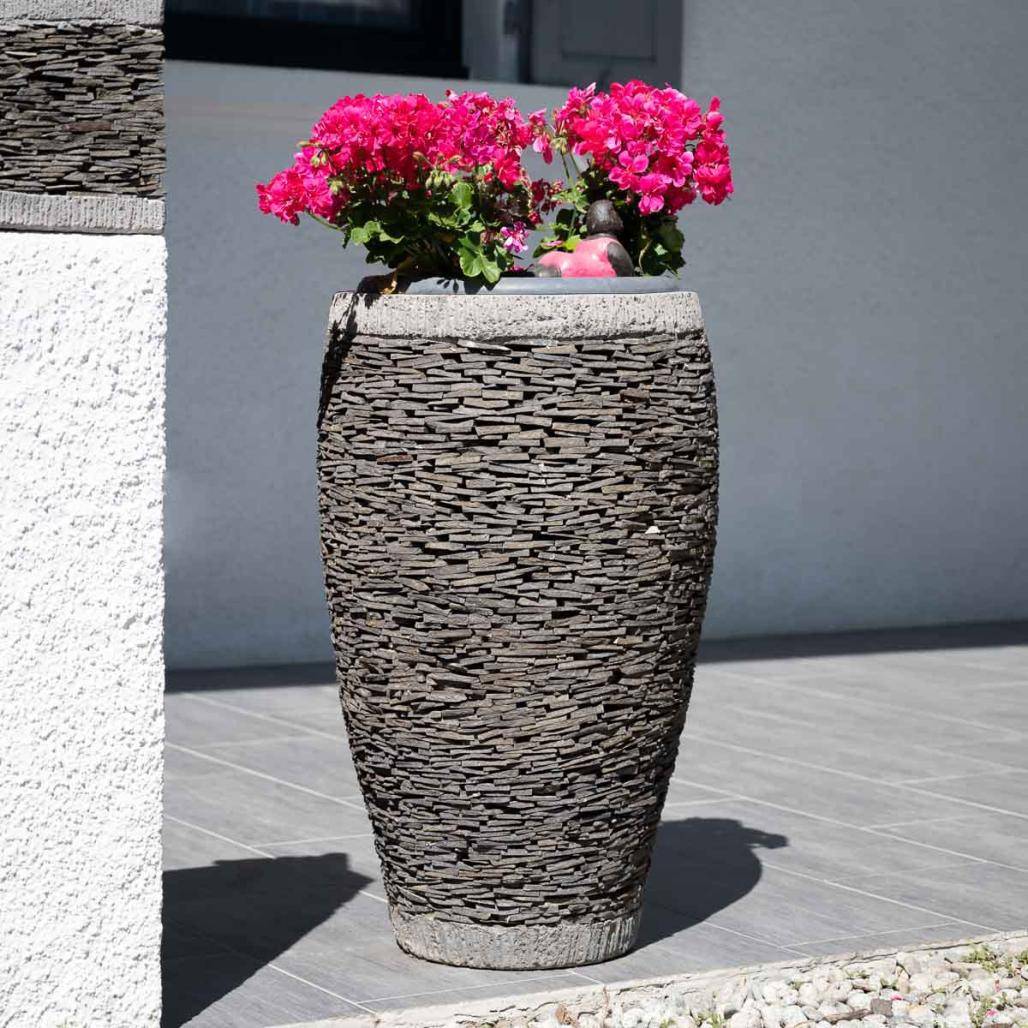 Wanda COLLECTION - Pot bac jardinière forme oeuf ardoise 80cm jardin pierre naturelle - Image 8