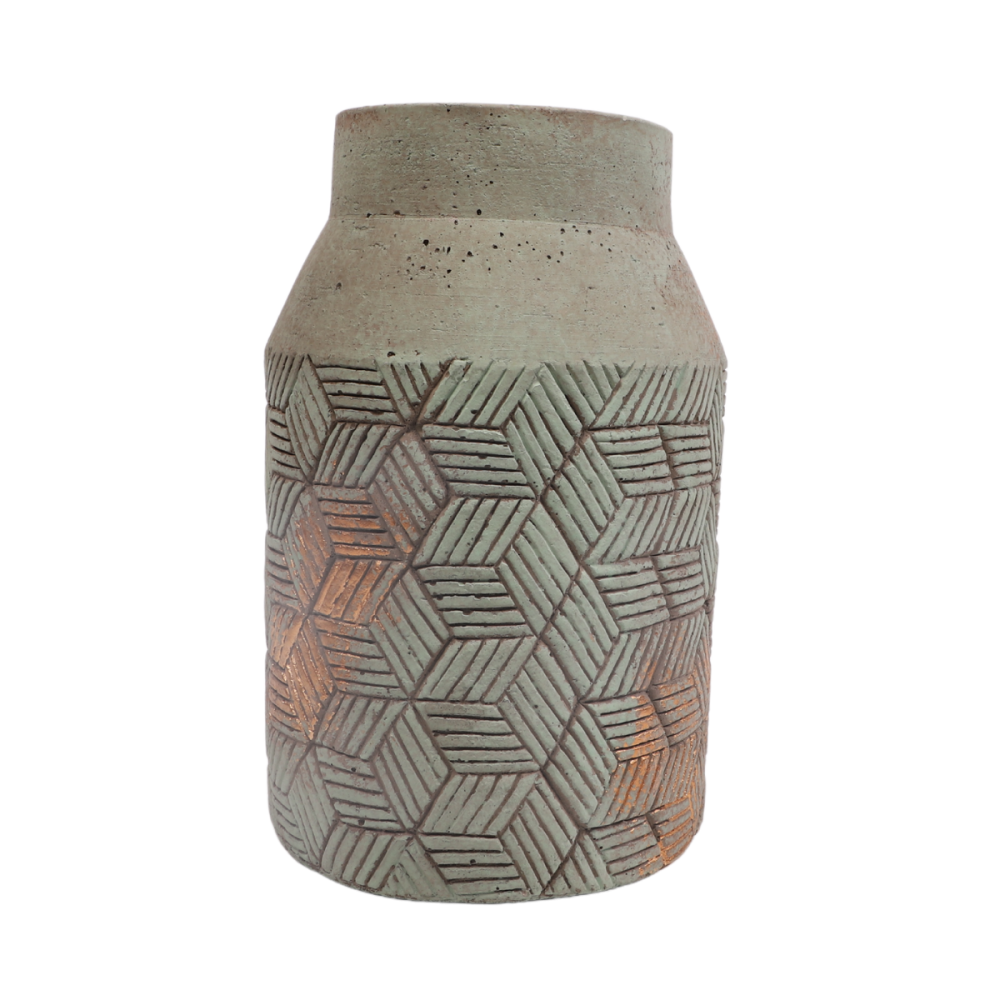 ° Vase en béton vert de gris Ø15.5 x 20 cm Chemin de campagne - Image 1