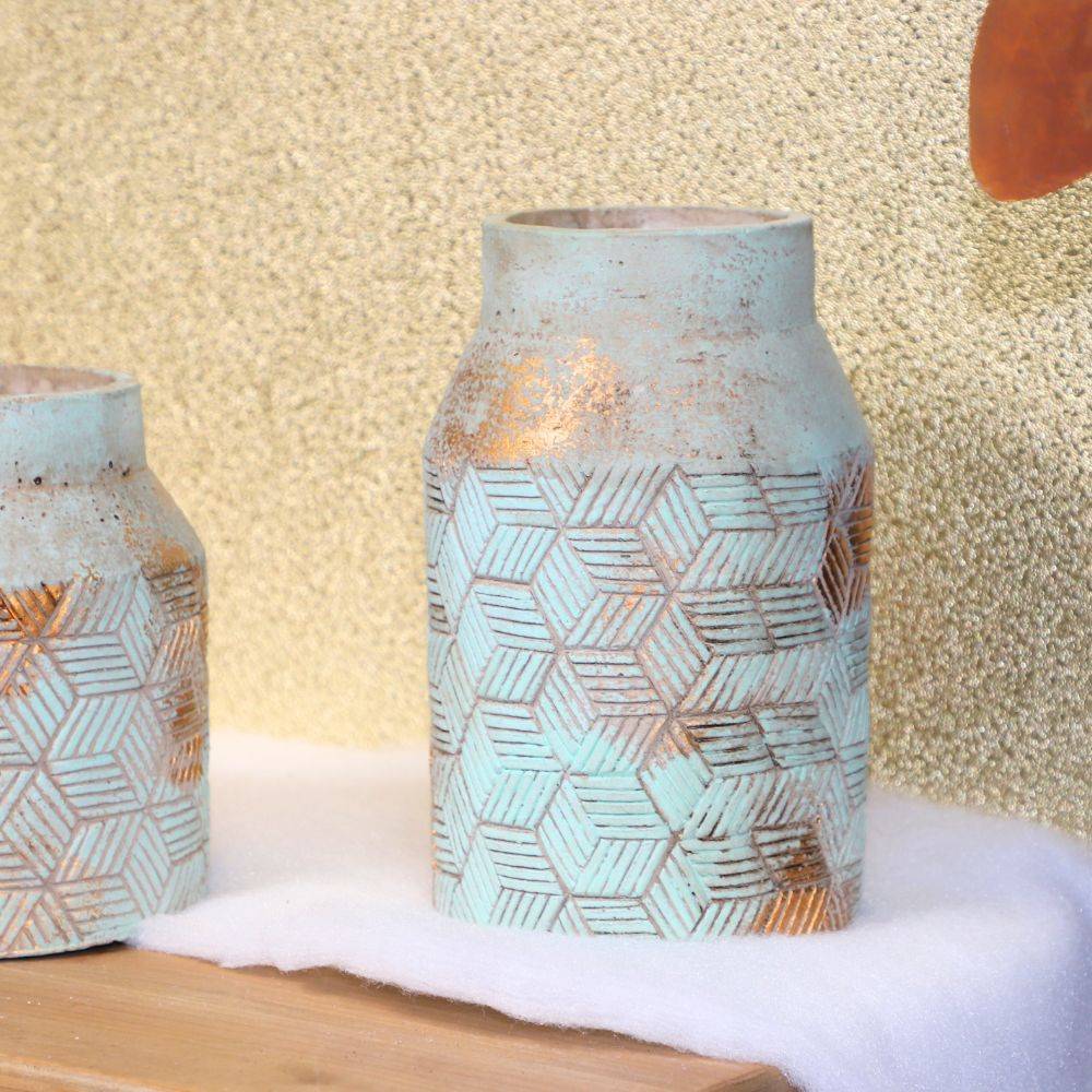 ° Vase en béton vert de gris Ø15.5 x 20 cm Chemin de campagne - Image 3