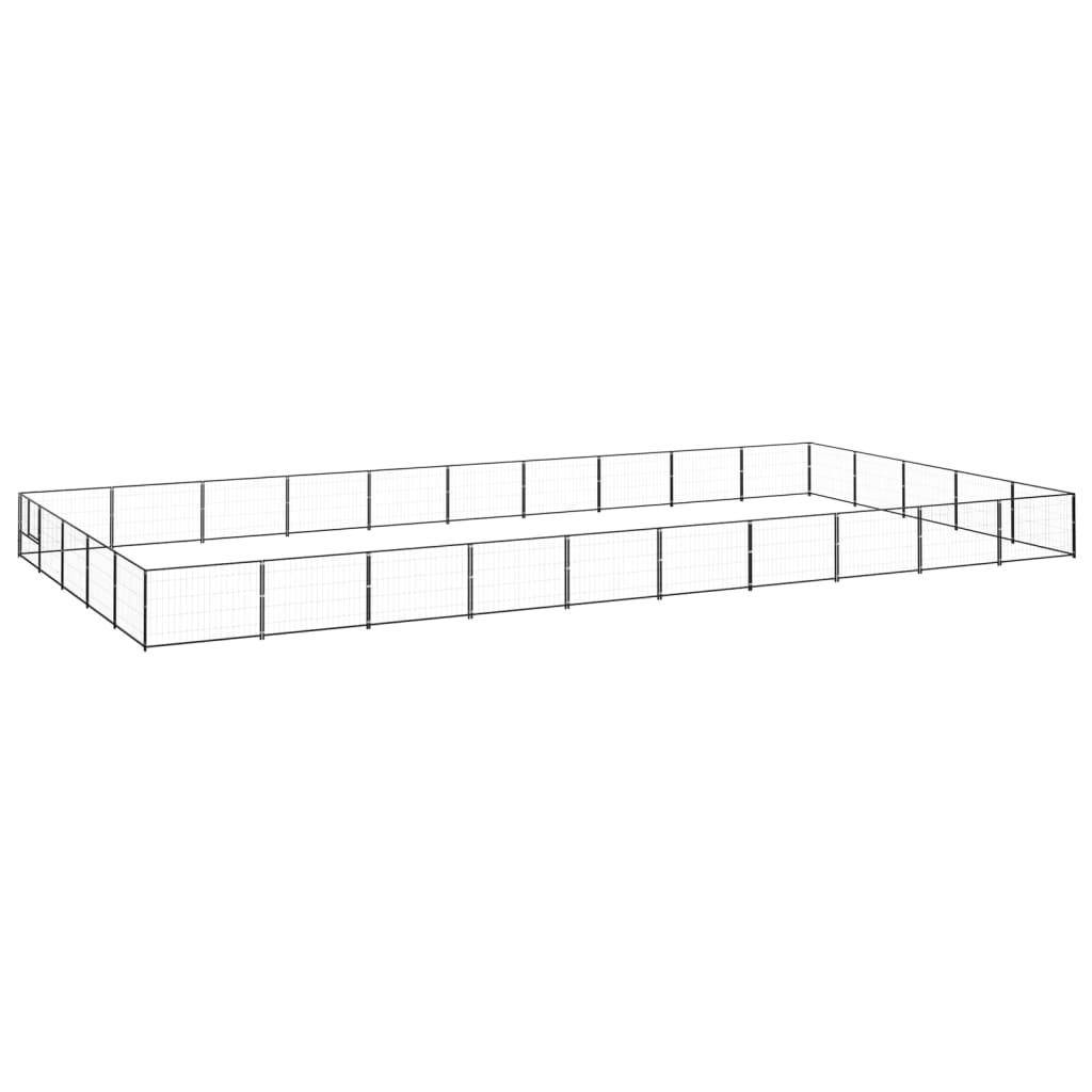 Helloshop26 - Chenil extérieur cage enclos parc animaux chien noir 50 m² acier - Image 1