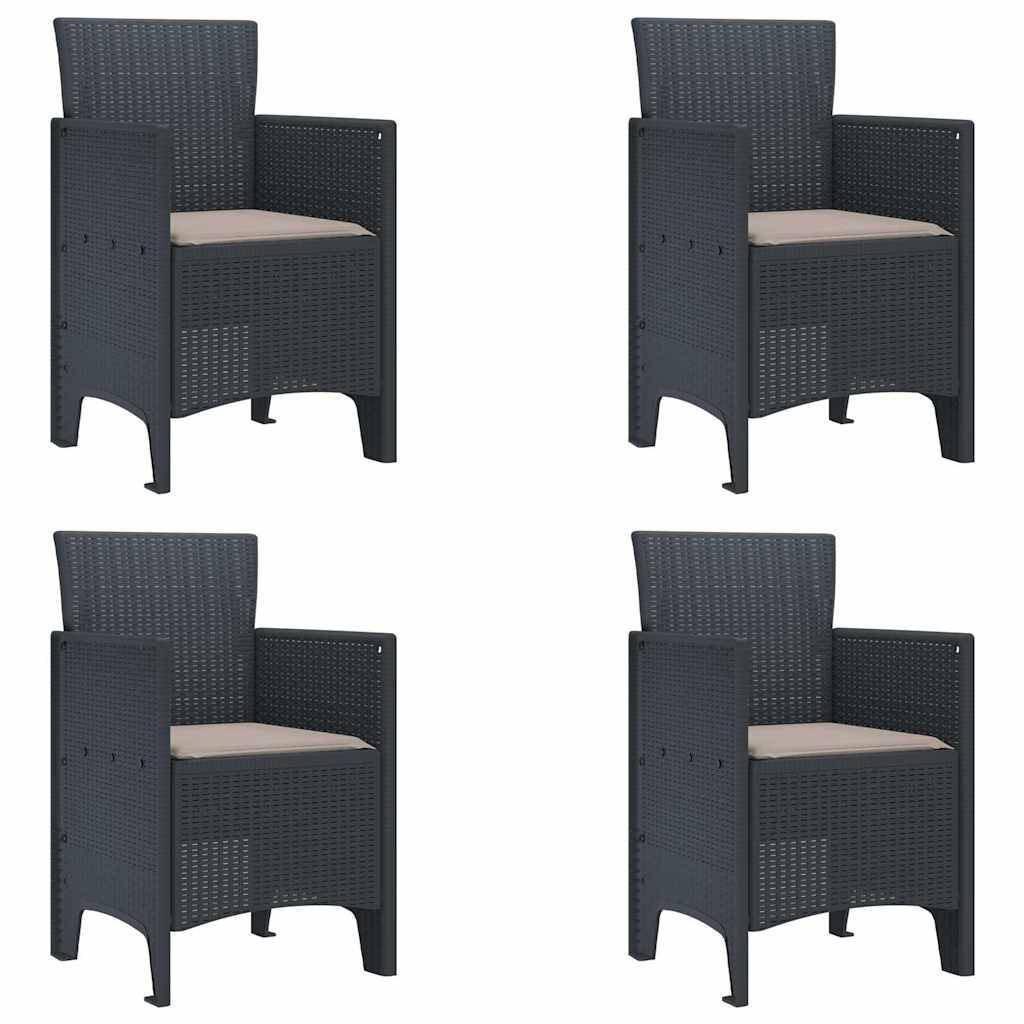 Maison Chic - Lot De 4 Chaises De Jardin - Fauteuils De Jardin Anthracite 53 x 49 x 85 cm PP - Image 1