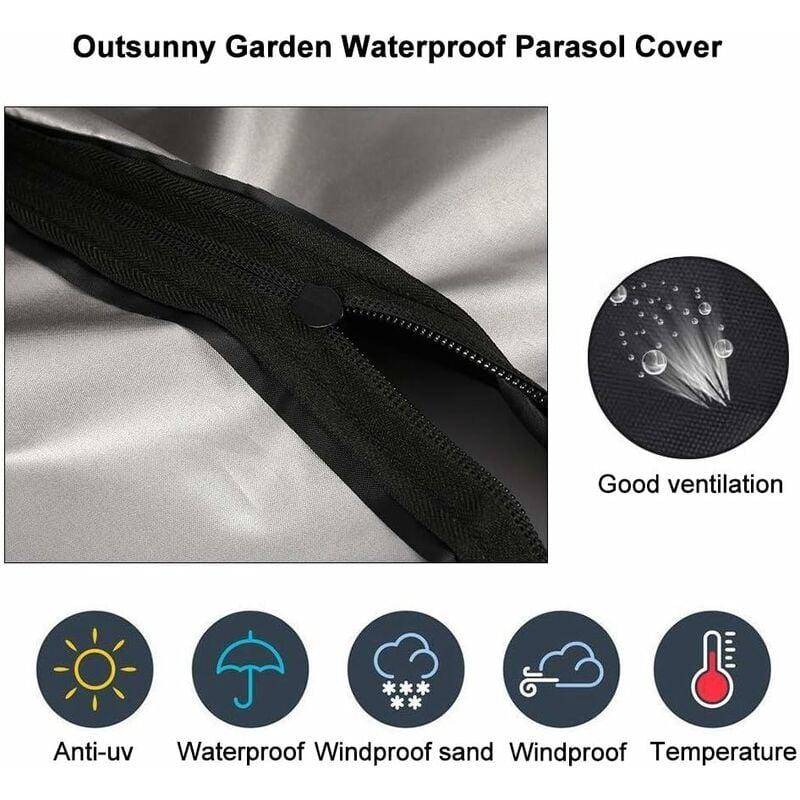 IntiMeg - Housse Parasol Déporté Jardin en 210D Oxford Imperméable, Housse de Protection Parasol Déporté Anti-UV/Poussière(240x57x57cm, Noir) IntiMeg - Image 4