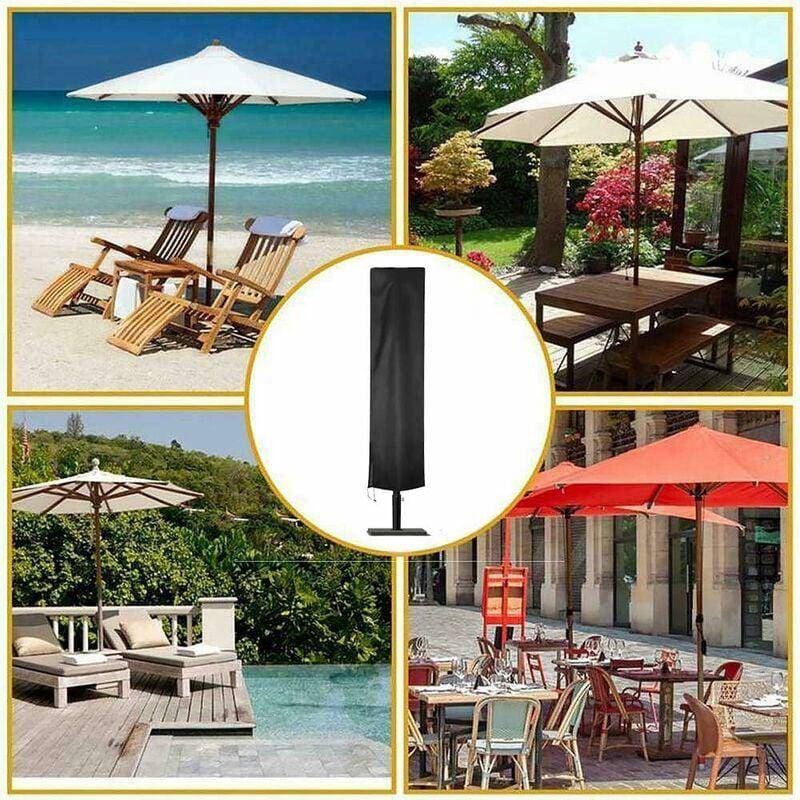 IntiMeg - Housse Parasol Déporté Jardin en 210D Oxford Imperméable, Housse de Protection Parasol Déporté Anti-UV/Poussière(240x57x57cm, Noir) IntiMeg - Image 5