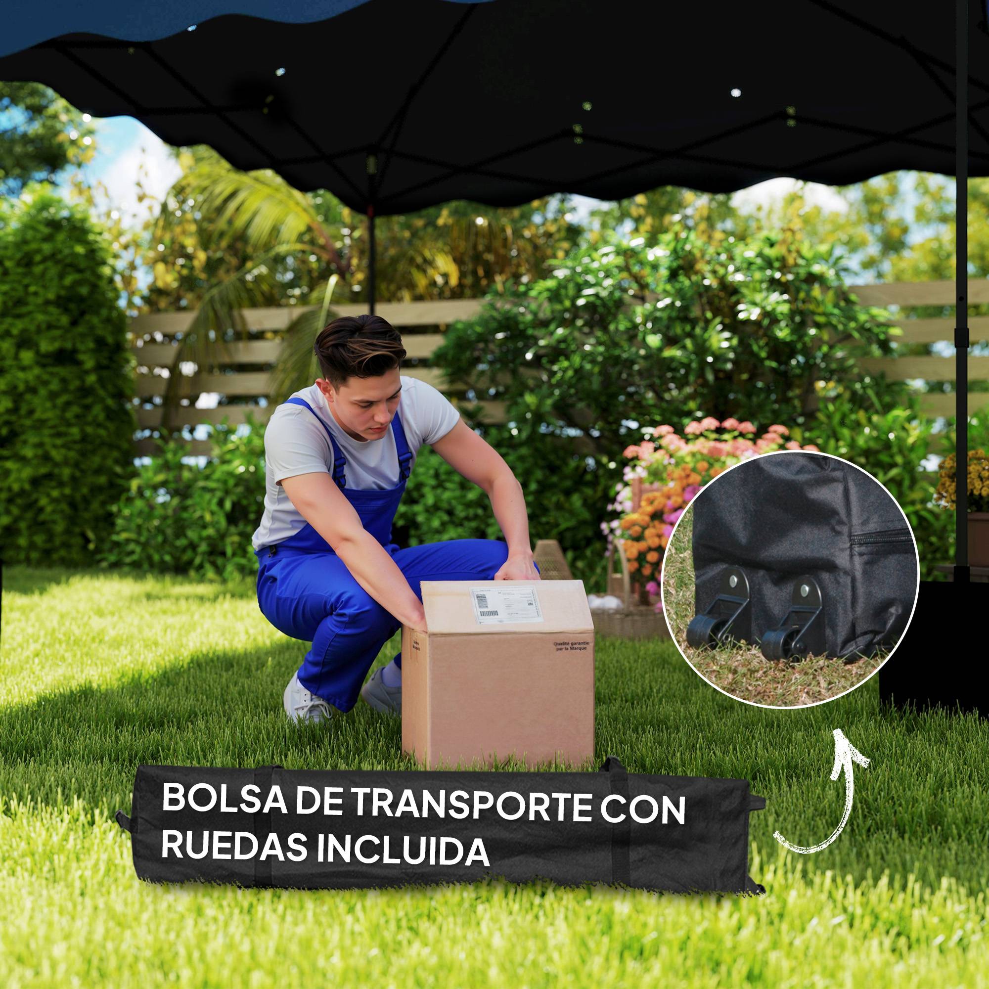 ComfortXL - Tonnelle pliante métal réception protection UV50+ 6-9 personnes 297 x 297 cm bleu foncé - ComfortXL Outdoor Living - Image 10
