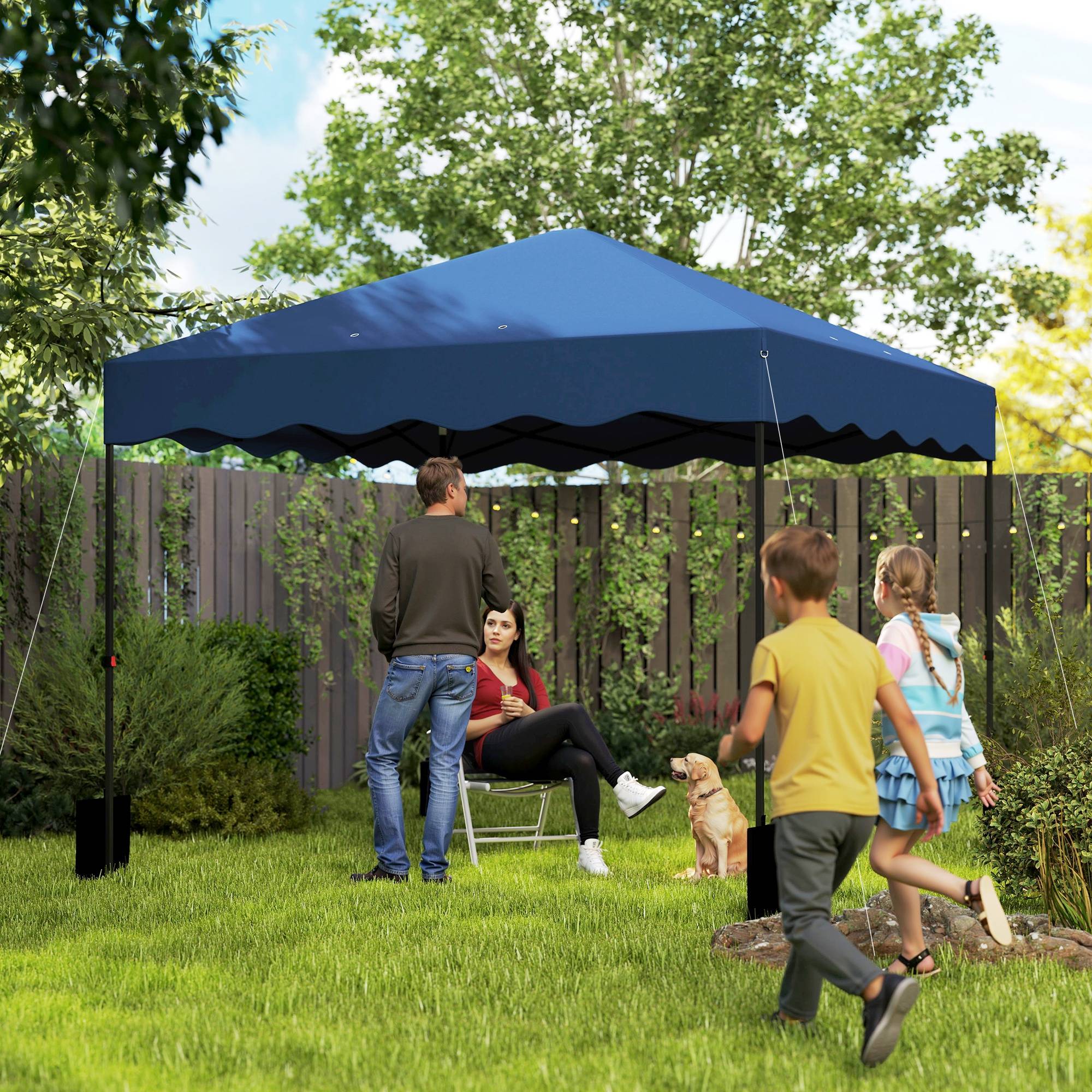ComfortXL - Tonnelle pliante métal réception protection UV50+ 6-9 personnes 297 x 297 cm bleu foncé - ComfortXL Outdoor Living - Image 3