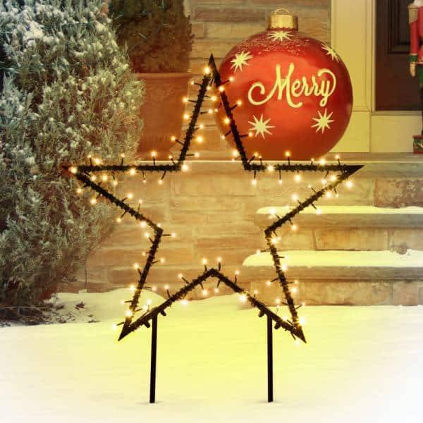 Lotti - Etoile lumineuse 2D à planter D75cm 100 LED blanc chaud 8 jeux lumières IP44 SMART Connect 31V Lotti - Image 1