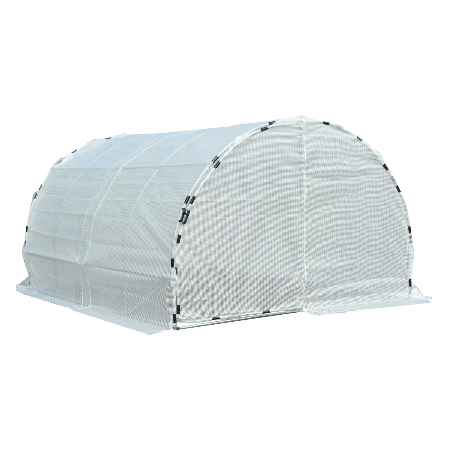 Outsunny - Serre de jardin tunnel surface 12 m² châssis renforcé double porte poignées - PE - 4x3x2m - blanc - Outsunny - Image 4
