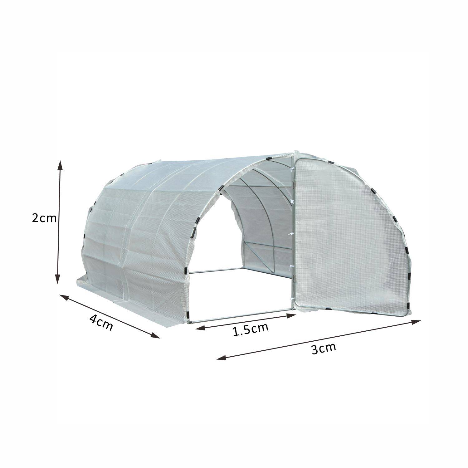 Outsunny - Serre de jardin tunnel surface 12 m² châssis renforcé double porte poignées - PE - 4x3x2m - blanc - Outsunny - Image 3