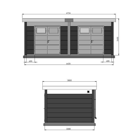 Telluria - Abri Duo Métal 23.4 m² (2x 11.7m²) anthracite - CLASSICO 3336+ TELLURIA - Image 2