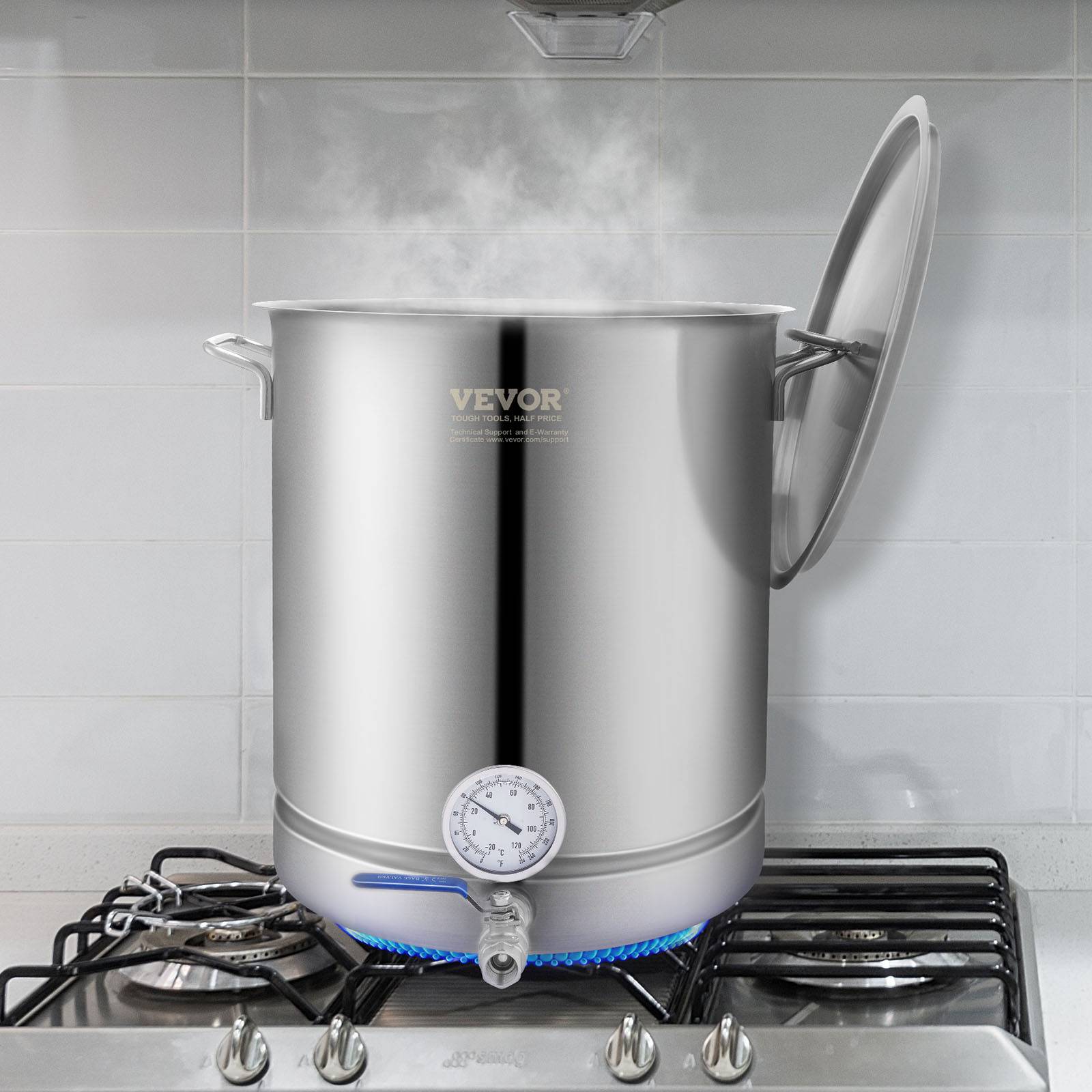 VEVOR Cuve brassage 60,6 L inox, fond 3 couches. Thermomètre, vanne bille. - Image 8