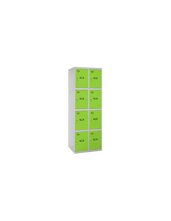 Casier-armoire Simonlocker Desm. 4 Portes 2/8 400 (800) Gr/ve Gris/vert 1800x800x500 - Simonrack