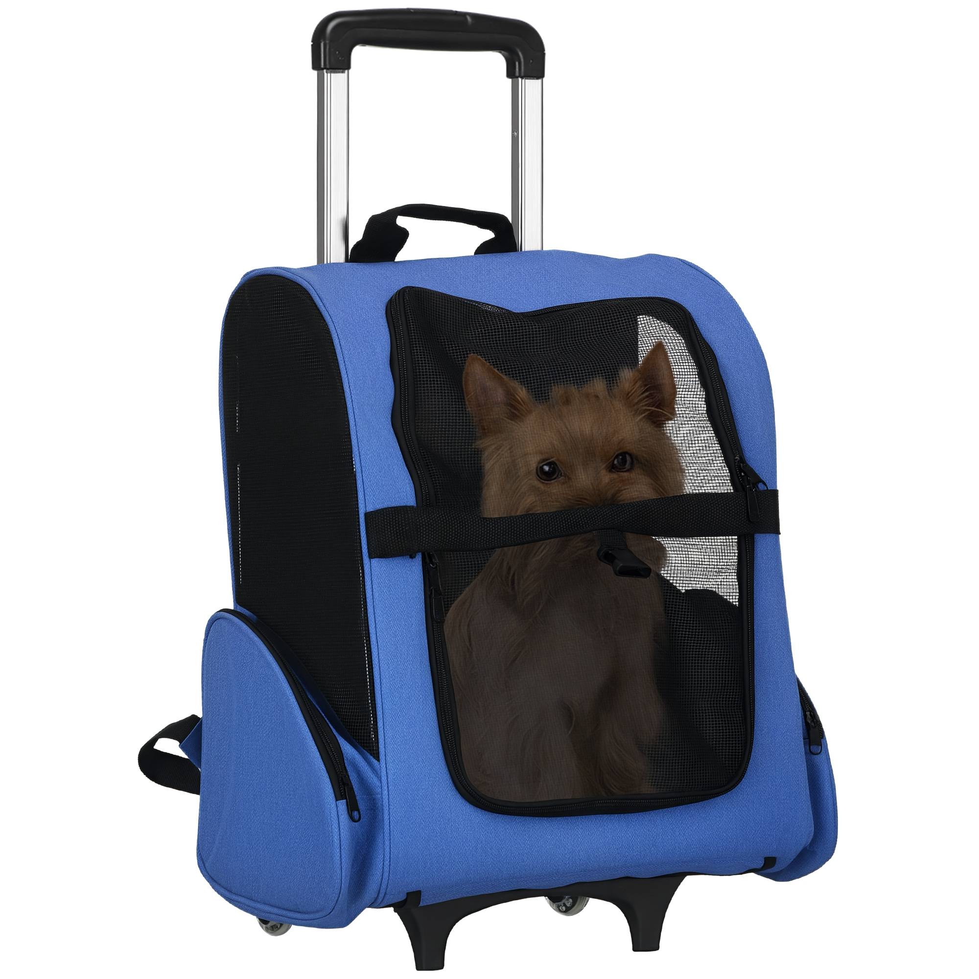Sac à dos trolley chien chat Oxford voyage aération poignée télescopique bleu 55cm - ComfortXL Outdoor Living - Image 1