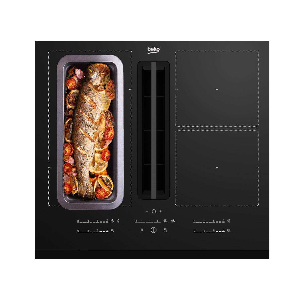 Beko - Table de cuisson induction aspirante 60cm 4 feux 7400w HIXI64700UF1 Beko - Image 3