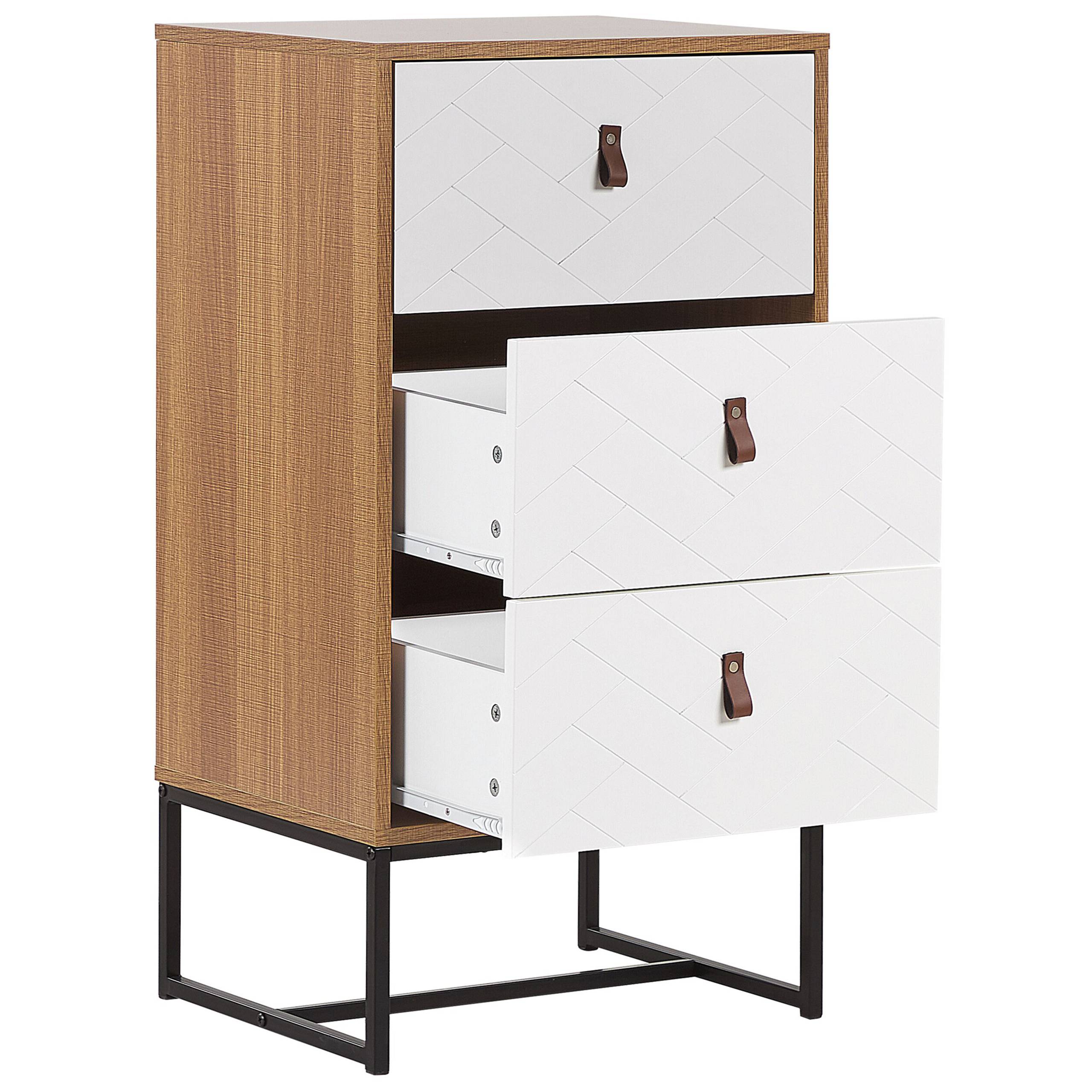 Beliani - Commode MDF Marron clair/blanc NUEVA - 49x38x91- Beliani - Image 5