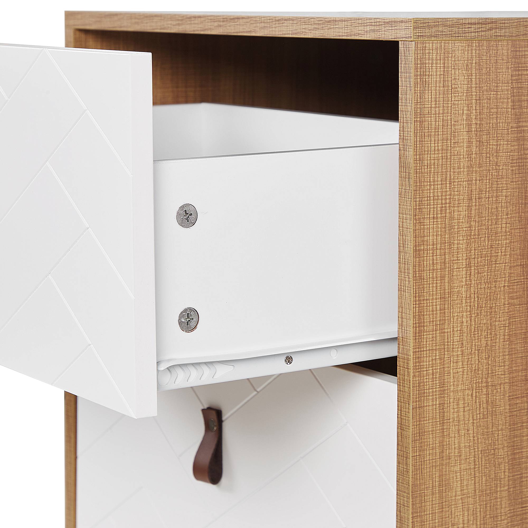 Beliani - Commode MDF Marron clair/blanc NUEVA - 49x38x91- Beliani - Image 7