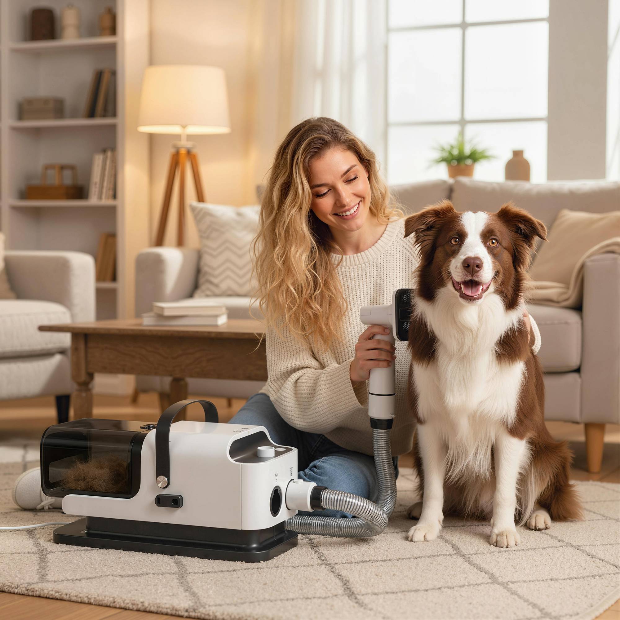 Sans Marque - Tondeuse pour chien avec aspirateur intégré, tondeuse silencieuse, blanche - Image 3