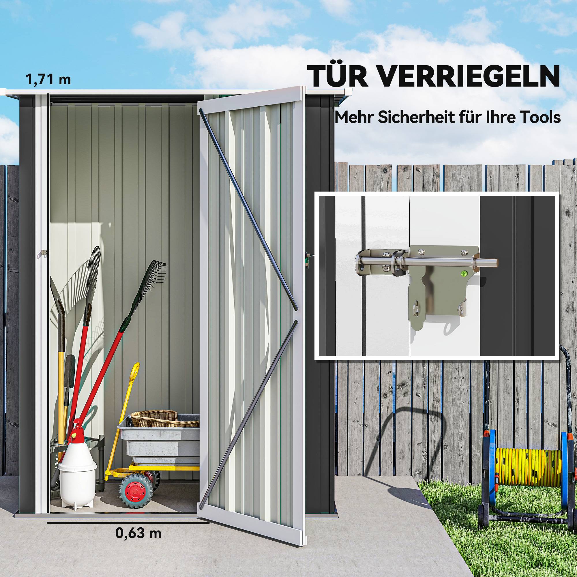Abri de jardin acier anthracite 142 x 86 x 189 cm - PANGIVO - Image 7