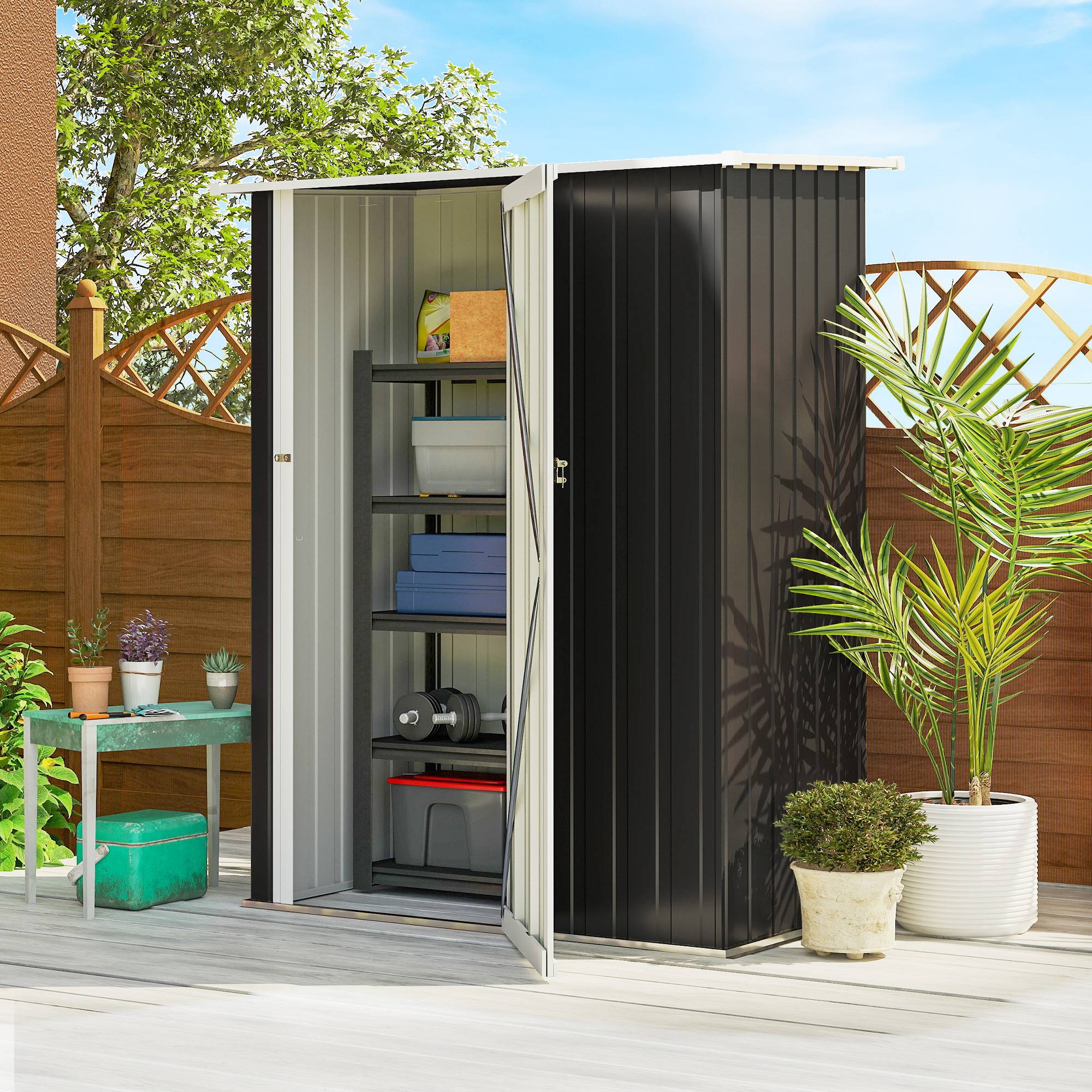 Abri de jardin acier anthracite 142 x 86 x 189 cm - PANGIVO - Image 3